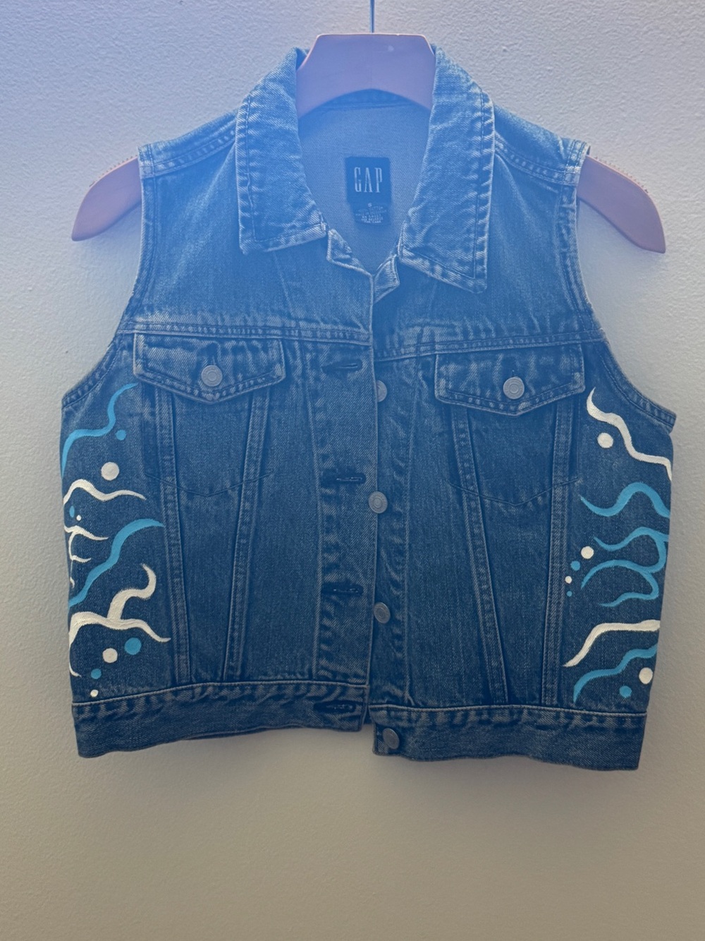 Hand-painted Nazar evil eye protection denim vest - Picture 3 of 5